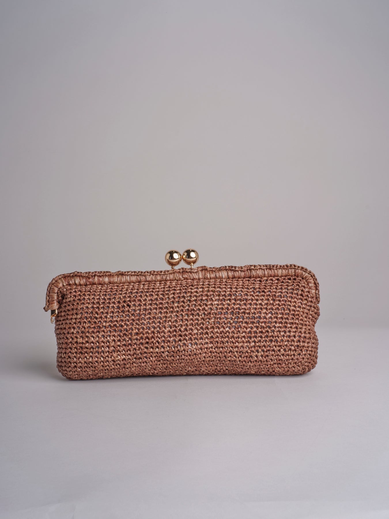 clutch lunga in paglia CORA CROCHET W05 CORTECCIA via mail bag 