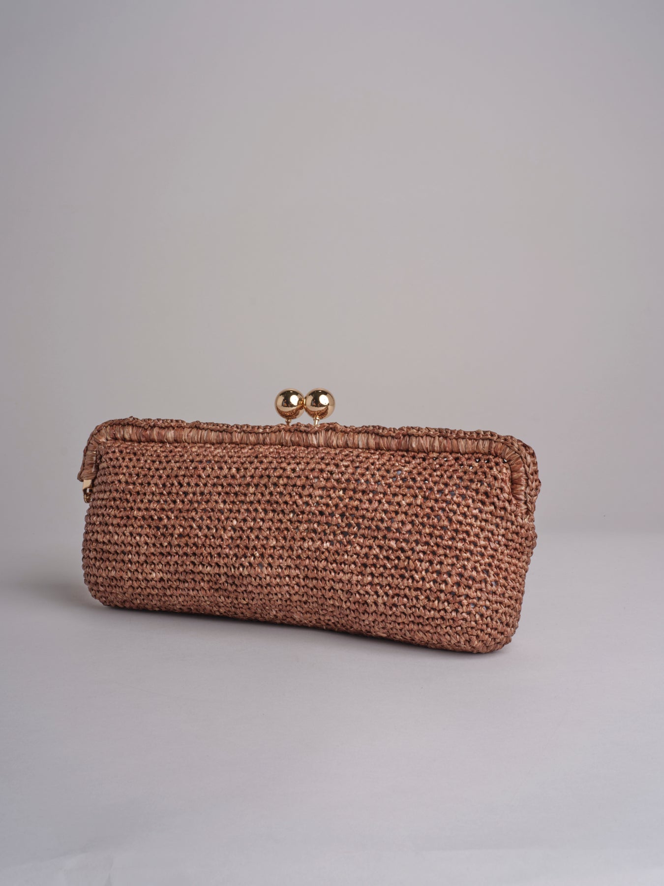 clutch lunga in paglia CORA CROCHET W05 CORTECCIA via mail bag 