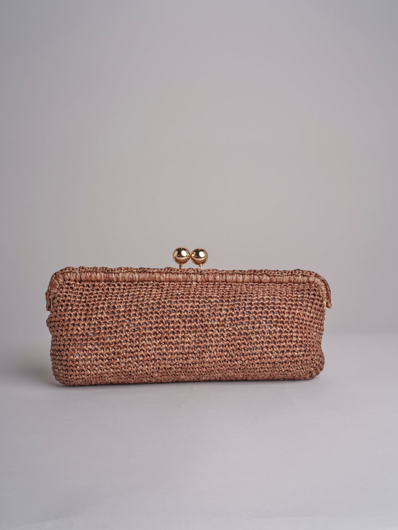 clutch lunga in paglia CORA CROCHET W05 CORTECCIA via mail bag 