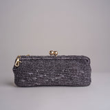 clutch lunga in paglia CORA CROCHET W11 NERO via mail bag 
