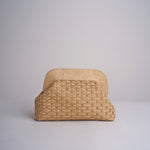 DALIA clutch in paglia e pelle a quadri DALIA RATTAN 101 NATURALE.CASTAGNA via mail bag 