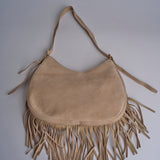 tracolla in camoscio con frange VIVIENNE SUEDE AB02 BEIGE via mail bag 