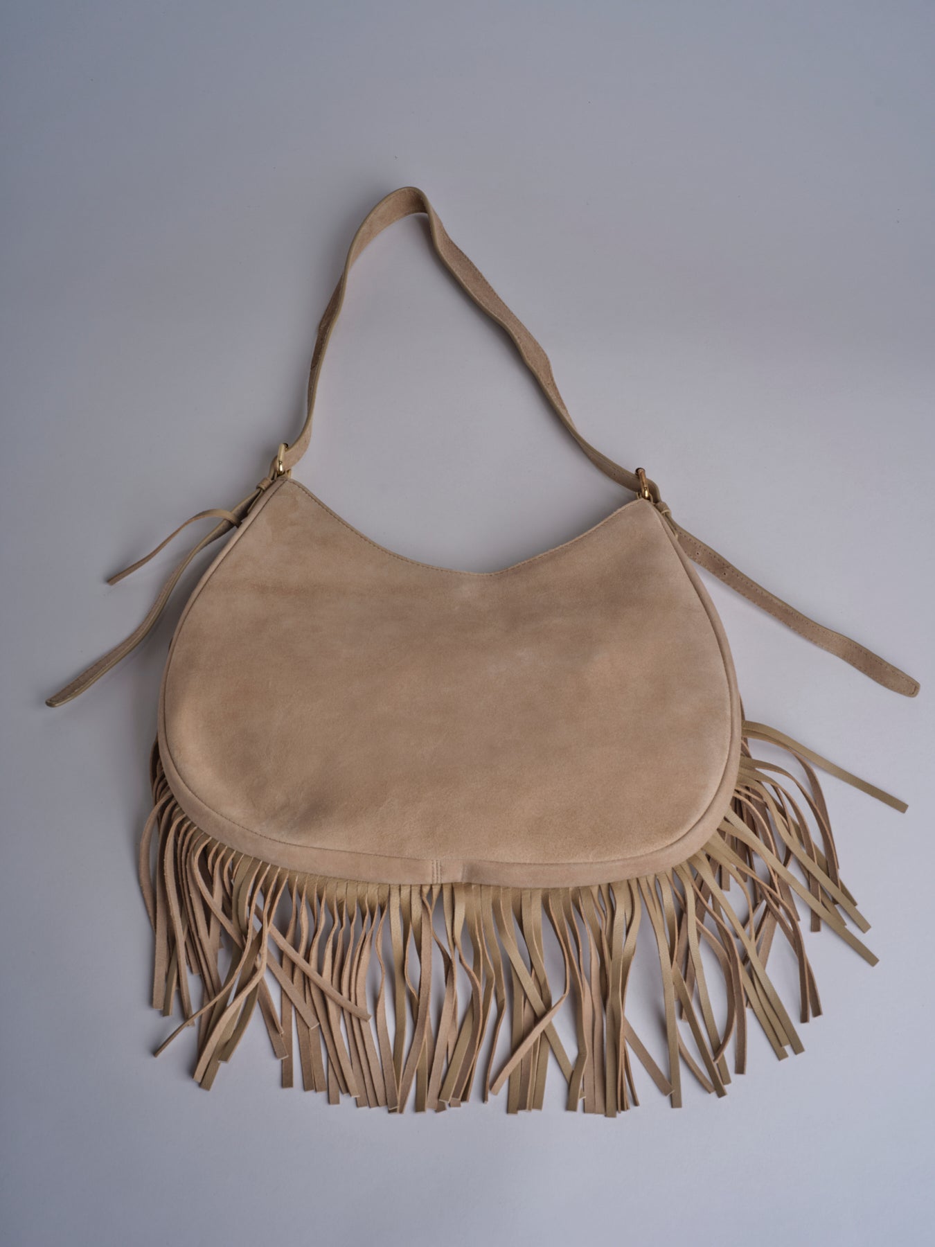 tracolla in camoscio con frange VIVIENNE SUEDE AB02 BEIGE via mail bag 