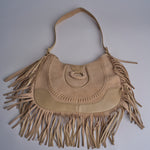 tracolla in camoscio con frange VIVIENNE SUEDE AB02 BEIGE via mail bag 