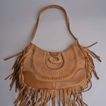 tracolla in camoscio con frange VIVIENNE SUEDE AB07 TABACCO via mail bag 