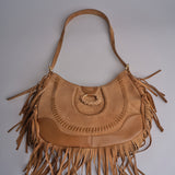 tracolla in camoscio con frange VIVIENNE SUEDE AB07 TABACCO via mail bag 