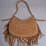 tracolla in camoscio con frange VIVIENNE SUEDE AB07 TABACCO via mail bag 