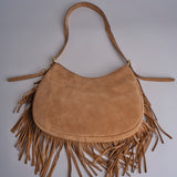 tracolla in camoscio con frange VIVIENNE SUEDE AB07 TABACCO via mail bag 