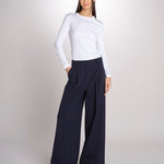 Pantalone gamba ampia con doppia pince in vita ASTA 2615131061600 001 BLU weekend maxmara 
