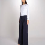 Pantalone gamba ampia con doppia pince in vita ASTA 2615131061600 001 BLU weekend maxmara 