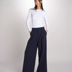 Pantalone gamba ampia con doppia pince in vita ASTA 2615131061600 001 BLU weekend maxmara 