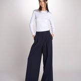 Pantalone gamba ampia con doppia pince in vita ASTA 2615131061600 001 BLU weekend maxmara 
