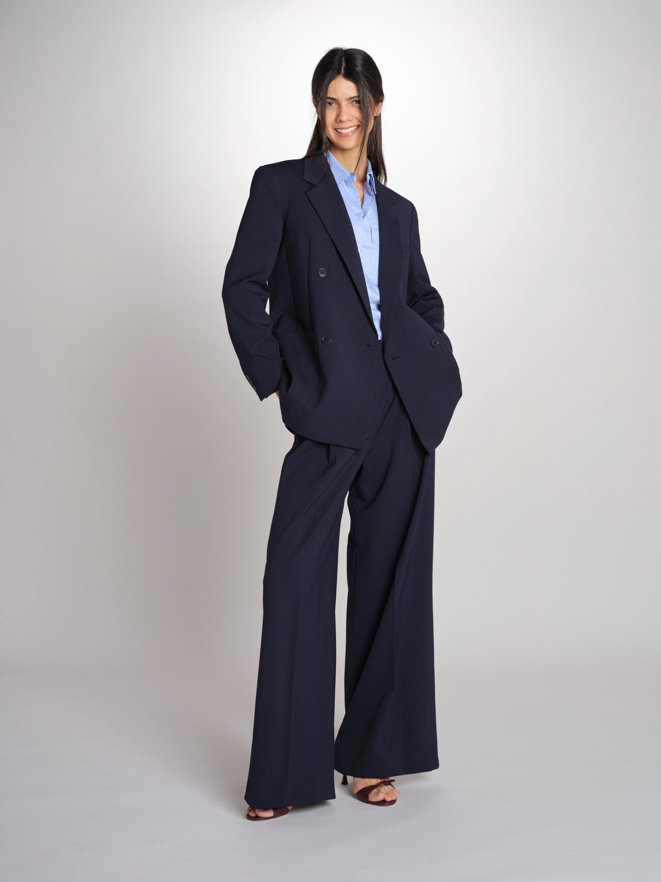 Pantalone gamba ampia con doppia pince in vita ASTA 2615131061600 001 BLU weekend maxmara 