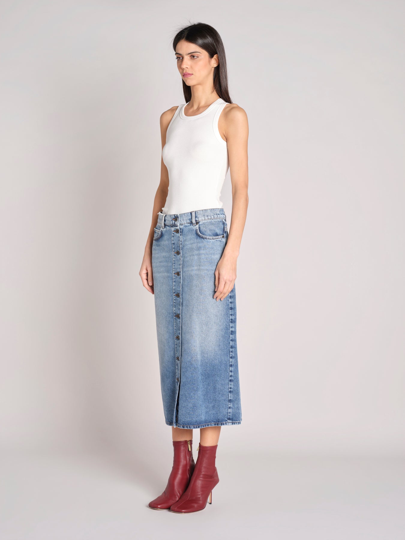 gonna lunga in denim con bottoni ASTI 2615101062600 006 BLU weekend maxmara 