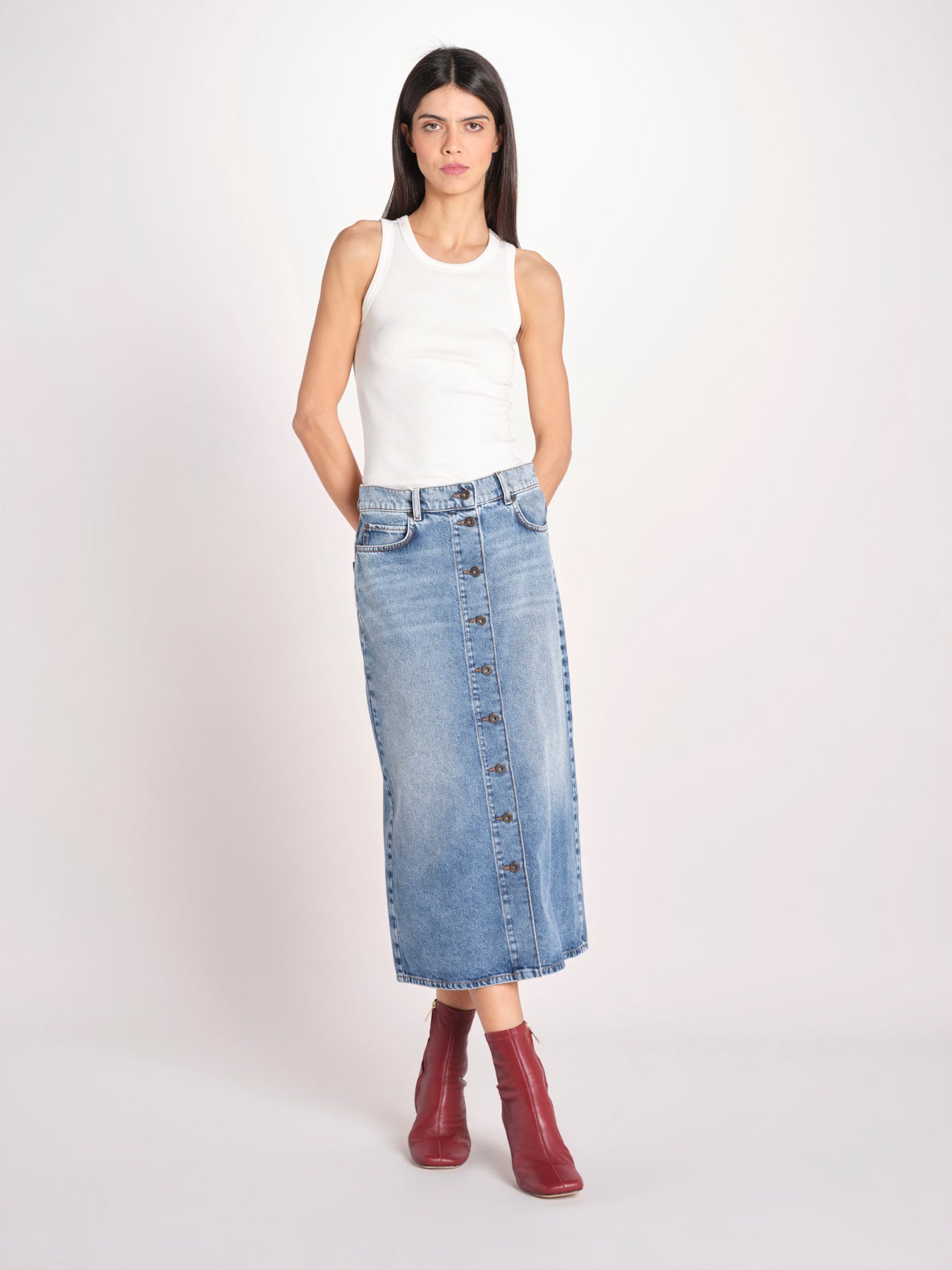 gonna lunga in denim con bottoni ASTI 2615101062600 006 BLU weekend maxmara 