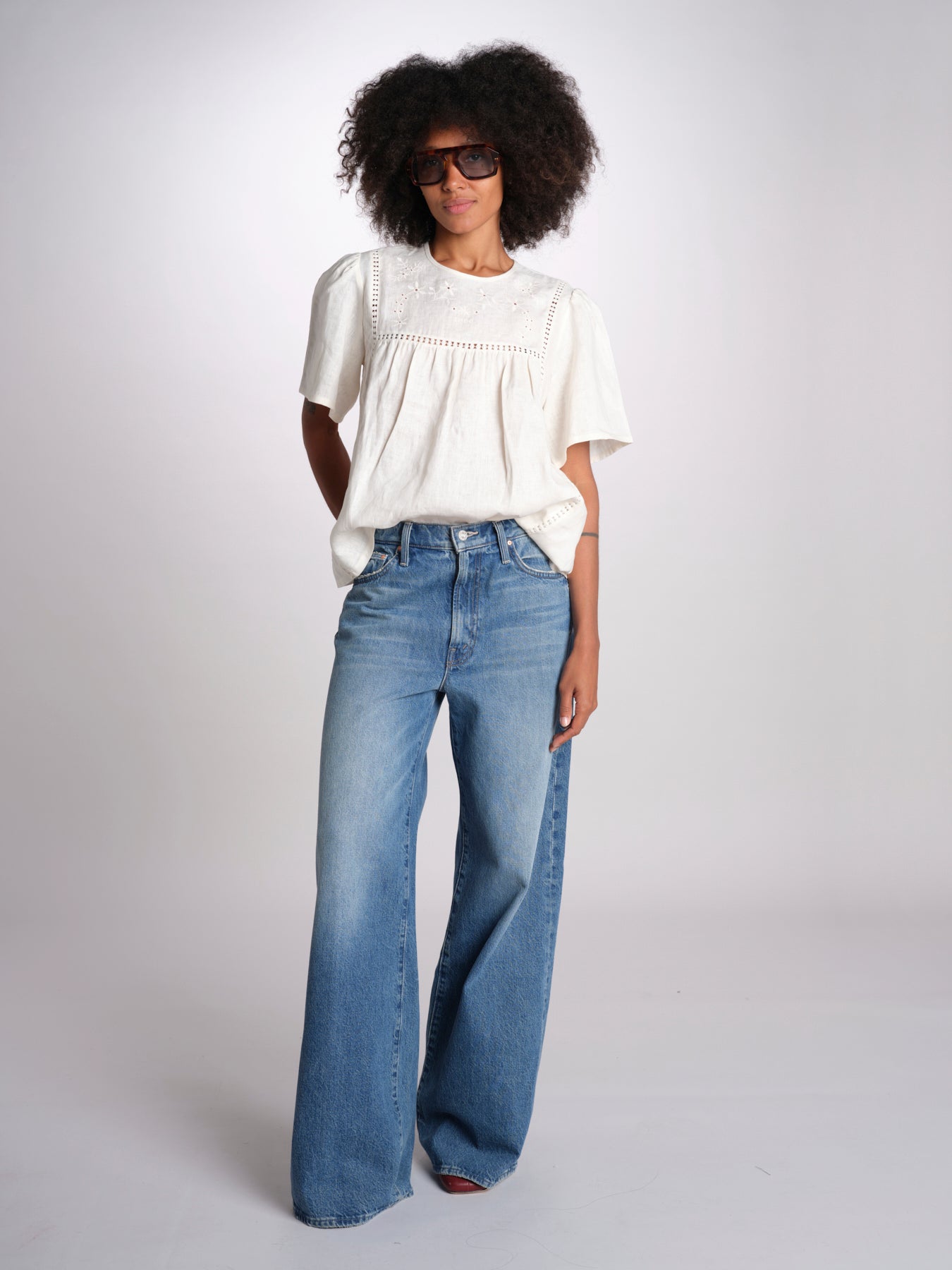t-shirt in lino ricamata BACINO 2615941082600 001 ECRU weekend maxmara 