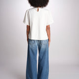 t-shirt in lino ricamata BACINO 2615941082600 001 ECRU weekend maxmara 