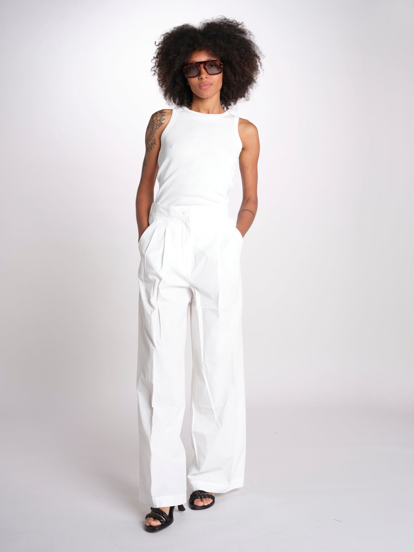 BENDA pantalone con pinces in popeline BENDA 2615131142600 004 BIANCO weekend maxmara 