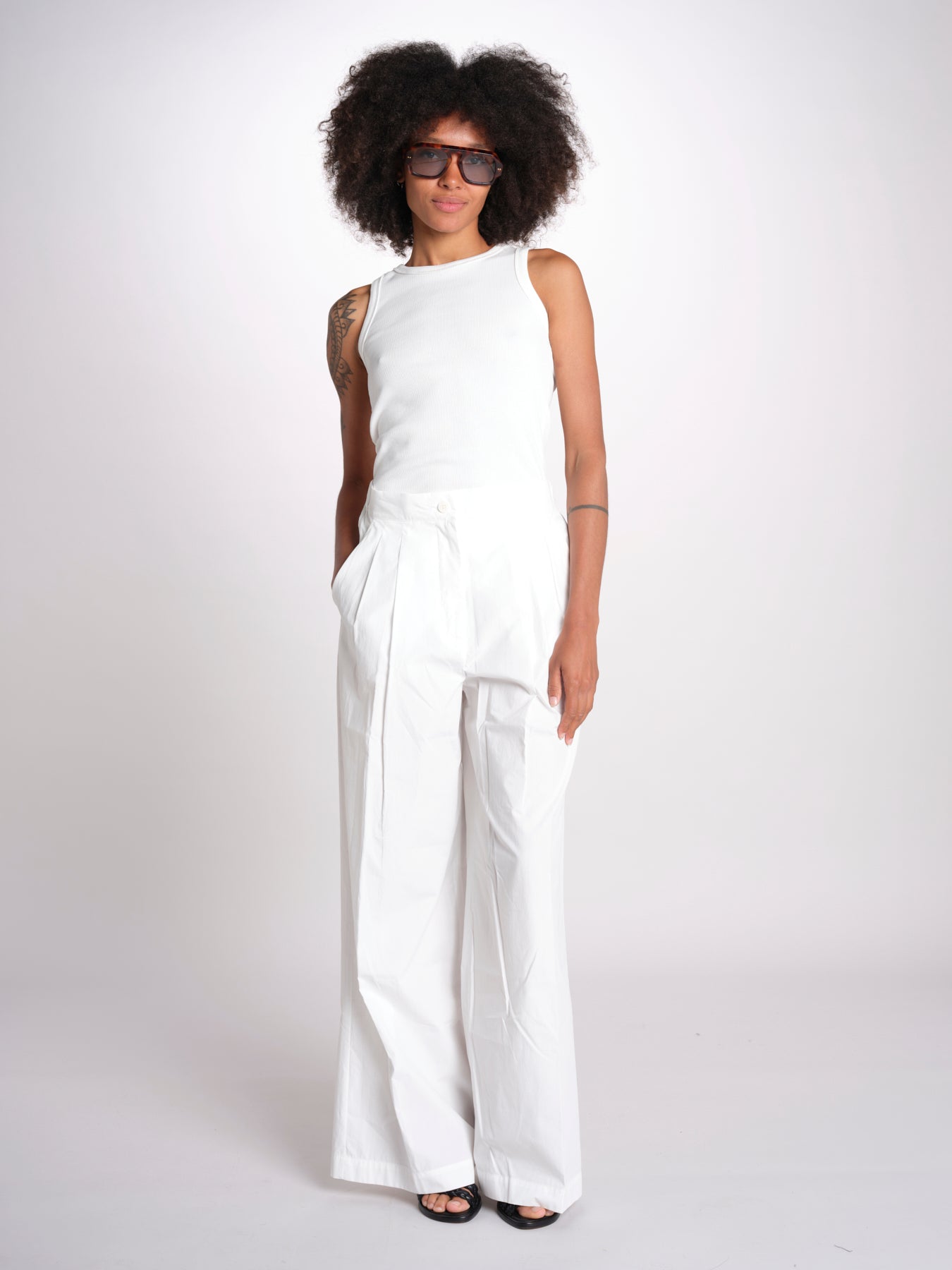 BENDA pantalone con pinces in popeline BENDA 2615131142600 004 BIANCO weekend maxmara 
