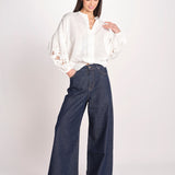 camicia con ricamo fiori DESTRO 2615111032600 001 BIANCO weekend maxmara 