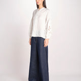 camicia con ricamo fiori DESTRO 2615111032600 001 BIANCO weekend maxmara 