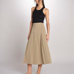 Gonna midi con pannelli a pieghe davanti DORME 2615101111600 002 NOCCIOLA weekend maxmara 