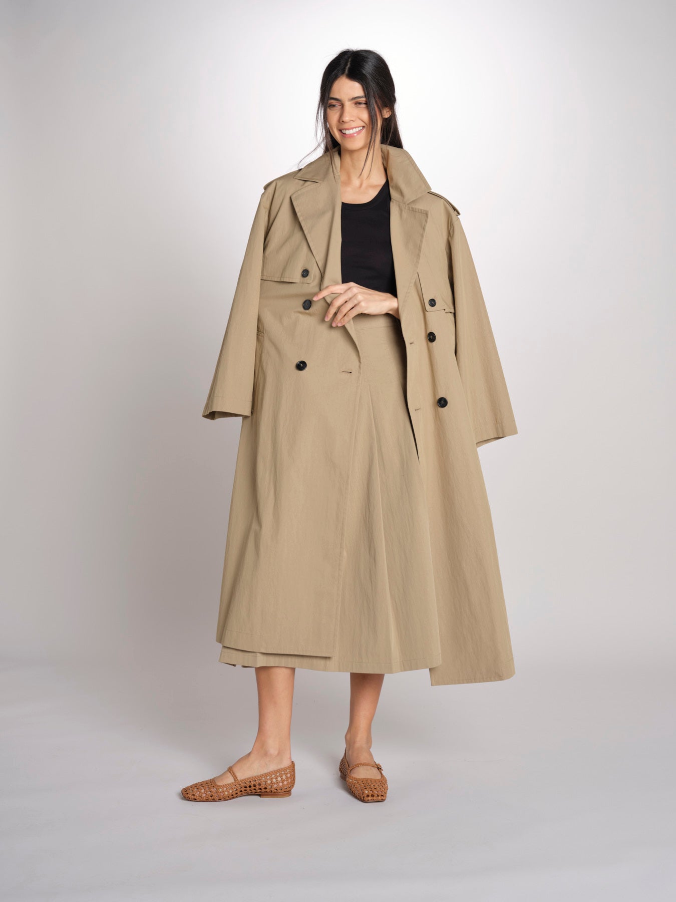 Gonna midi con pannelli a pieghe davanti DORME 2615101111600 002 NOCCIOLA weekend maxmara 