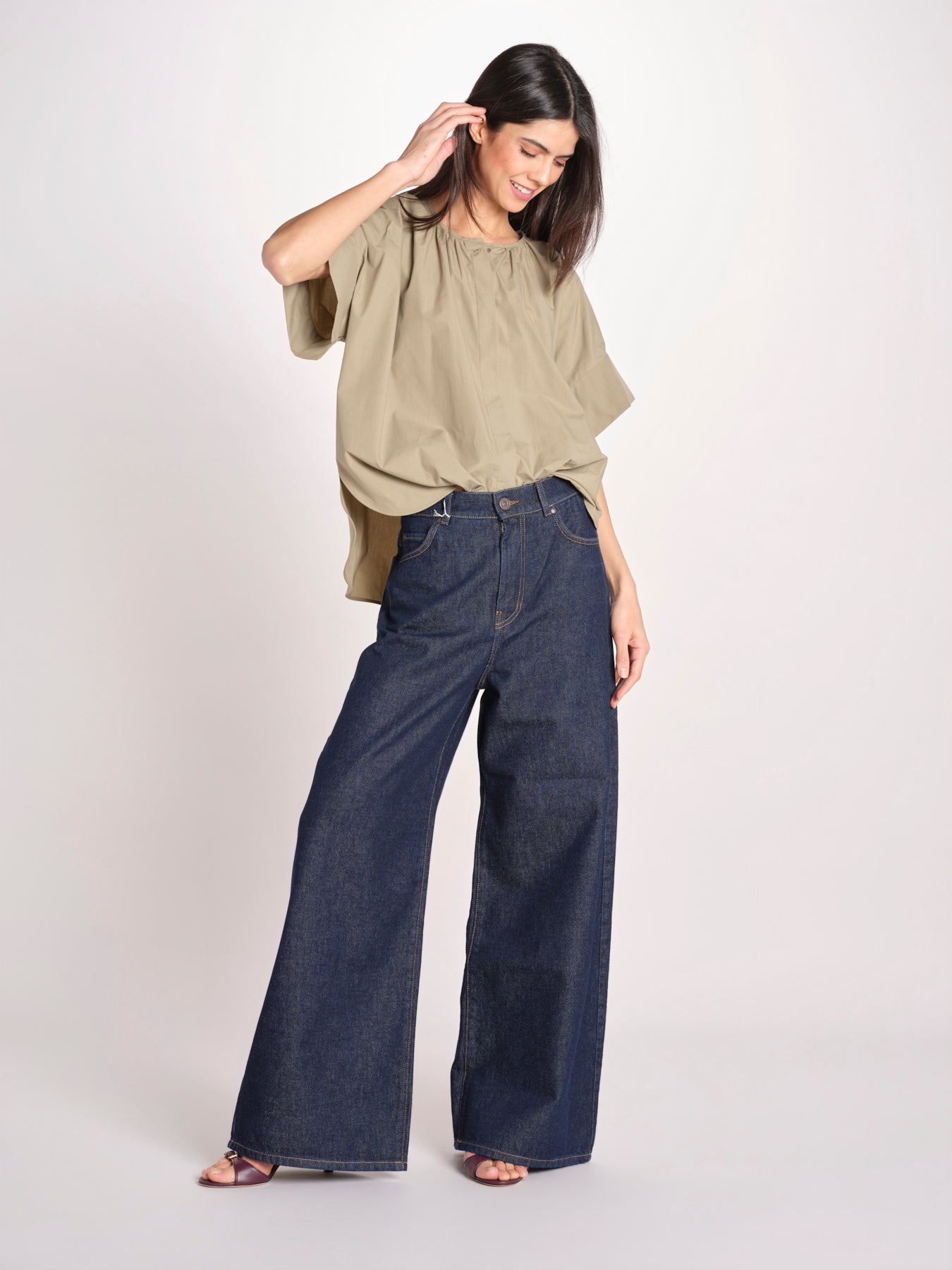 camicia in popeline manica corta EDUCATA 2615111172600 025 VERDE OLIVA weekend maxmara 