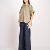 camicia in popeline manica corta EDUCATA 2615111172600 025 VERDE OLIVA weekend maxmara 