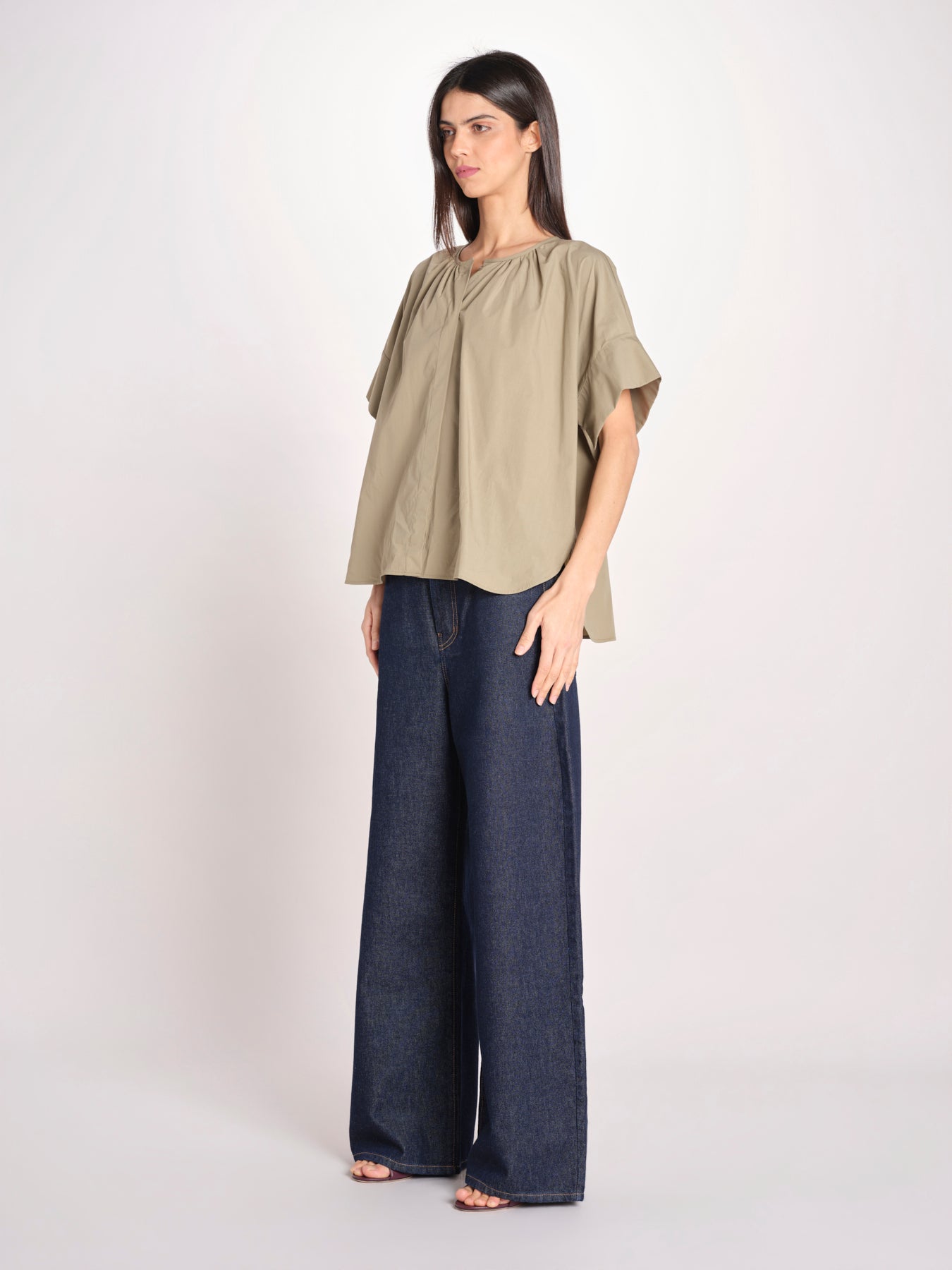 camicia in popeline manica corta EDUCATA 2615111172600 025 VERDE OLIVA weekend maxmara 