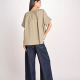 camicia in popeline manica corta EDUCATA 2615111172600 025 VERDE OLIVA weekend maxmara 