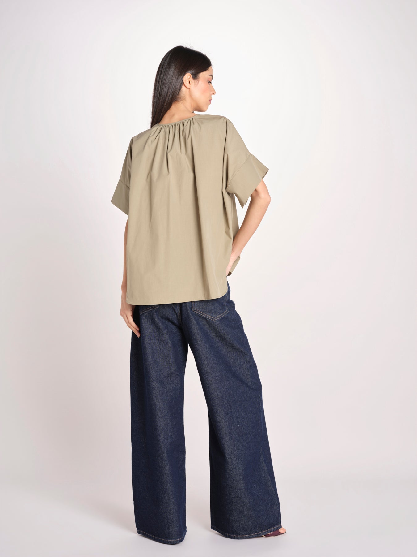 camicia in popeline manica corta EDUCATA 2615111172600 025 VERDE OLIVA weekend maxmara 