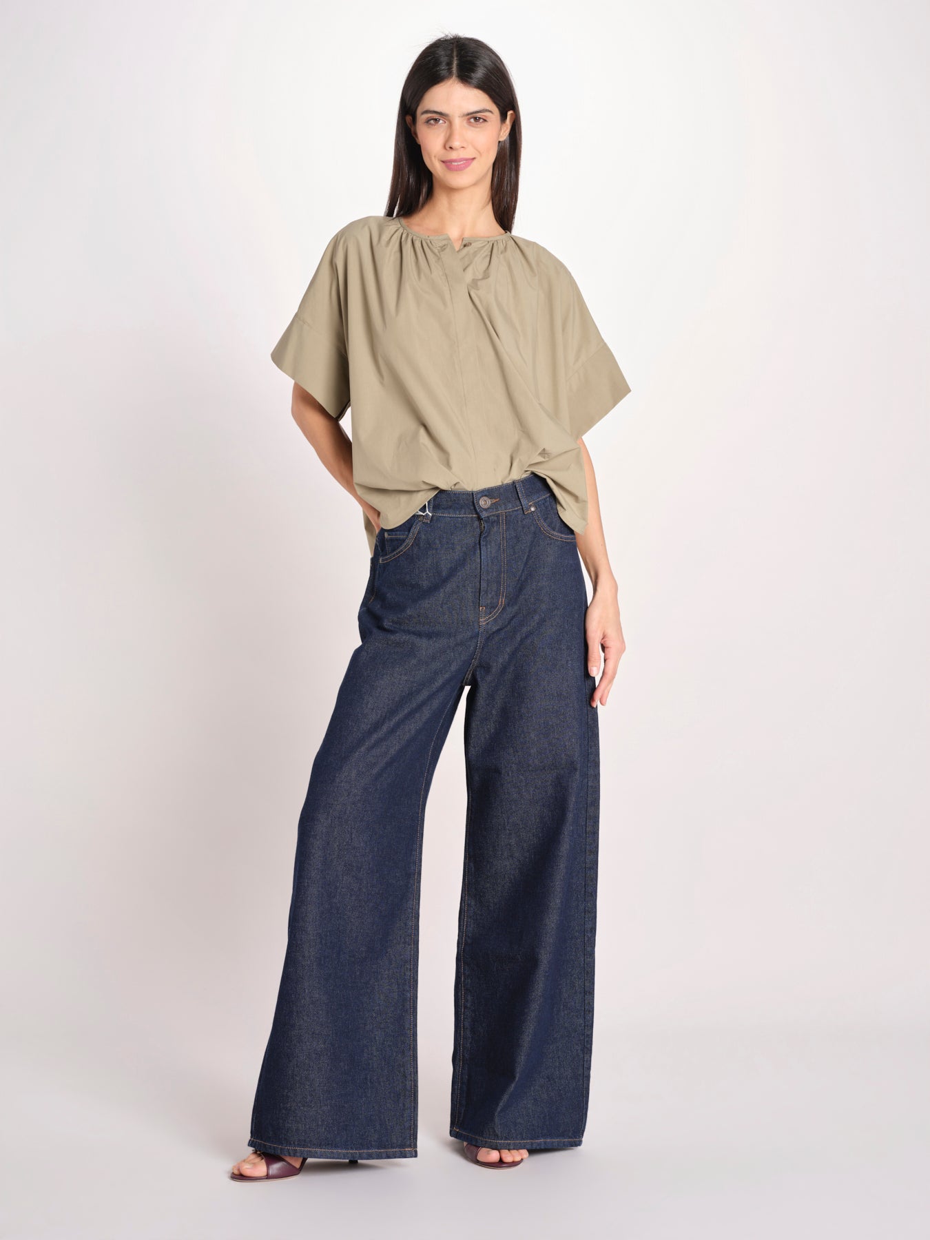camicia in popeline manica corta EDUCATA 2615111172600 025 VERDE OLIVA weekend maxmara 
