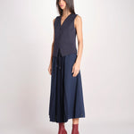 Gonna lunga con inserto centrale in jersey crêpe a pieghe plissé in tessuto tecnico FOLK 2615771011600 002 BLU weekend maxmara 