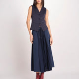 Gonna lunga con inserto centrale in jersey crêpe a pieghe plissé in tessuto tecnico FOLK 2615771011600 002 BLU weekend maxmara 
