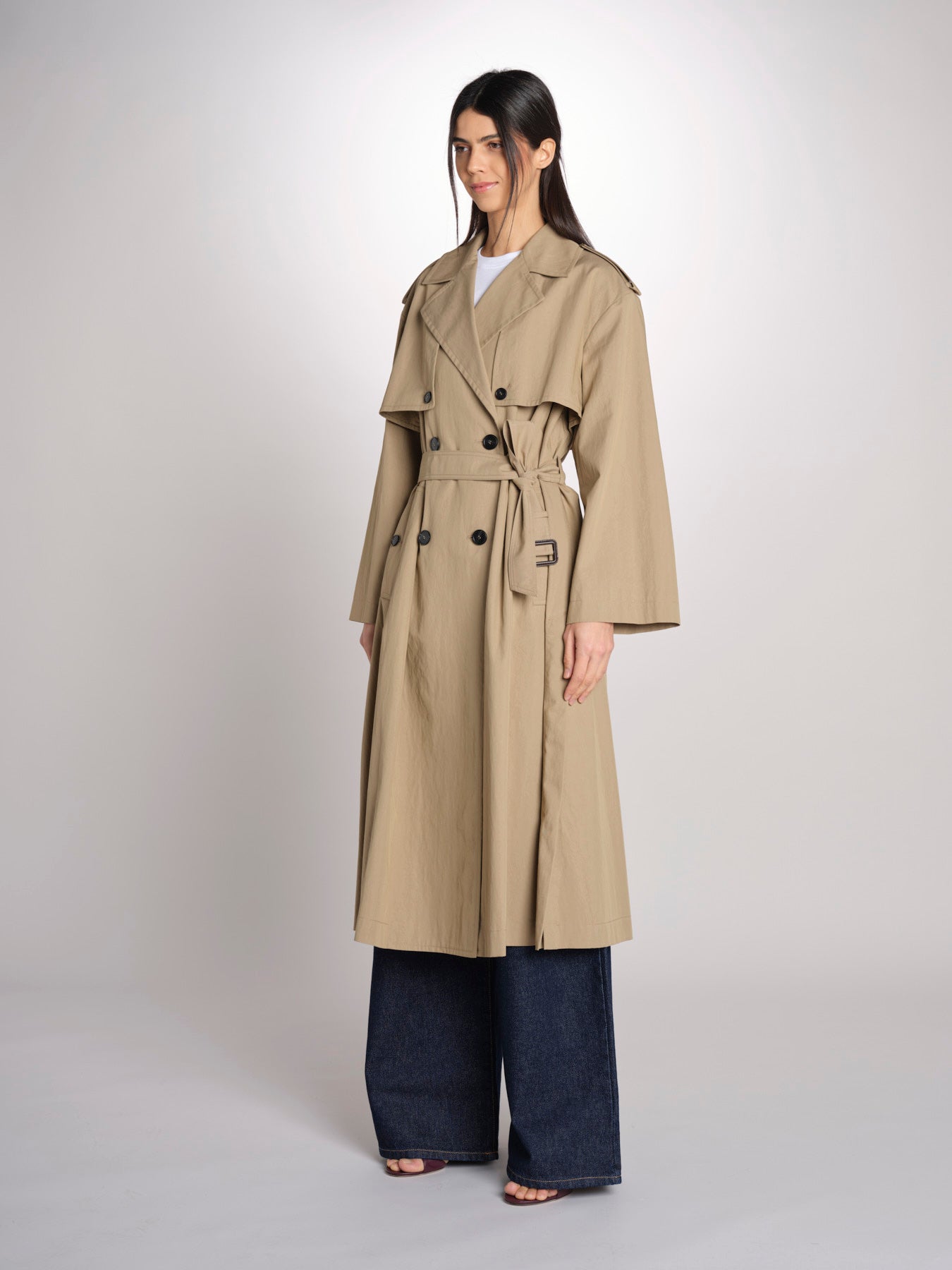 trench doppiopetto in gabardina fluida GIUNCHI 2615021011600 002 NOCCIOLA weekend maxmara 