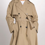 trench doppiopetto in gabardina fluida GIUNCHI 2615021011600 002 NOCCIOLA weekend maxmara 