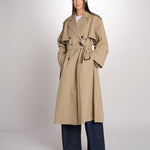 trench doppiopetto in gabardina fluida GIUNCHI 2615021011600 002 NOCCIOLA weekend maxmara 