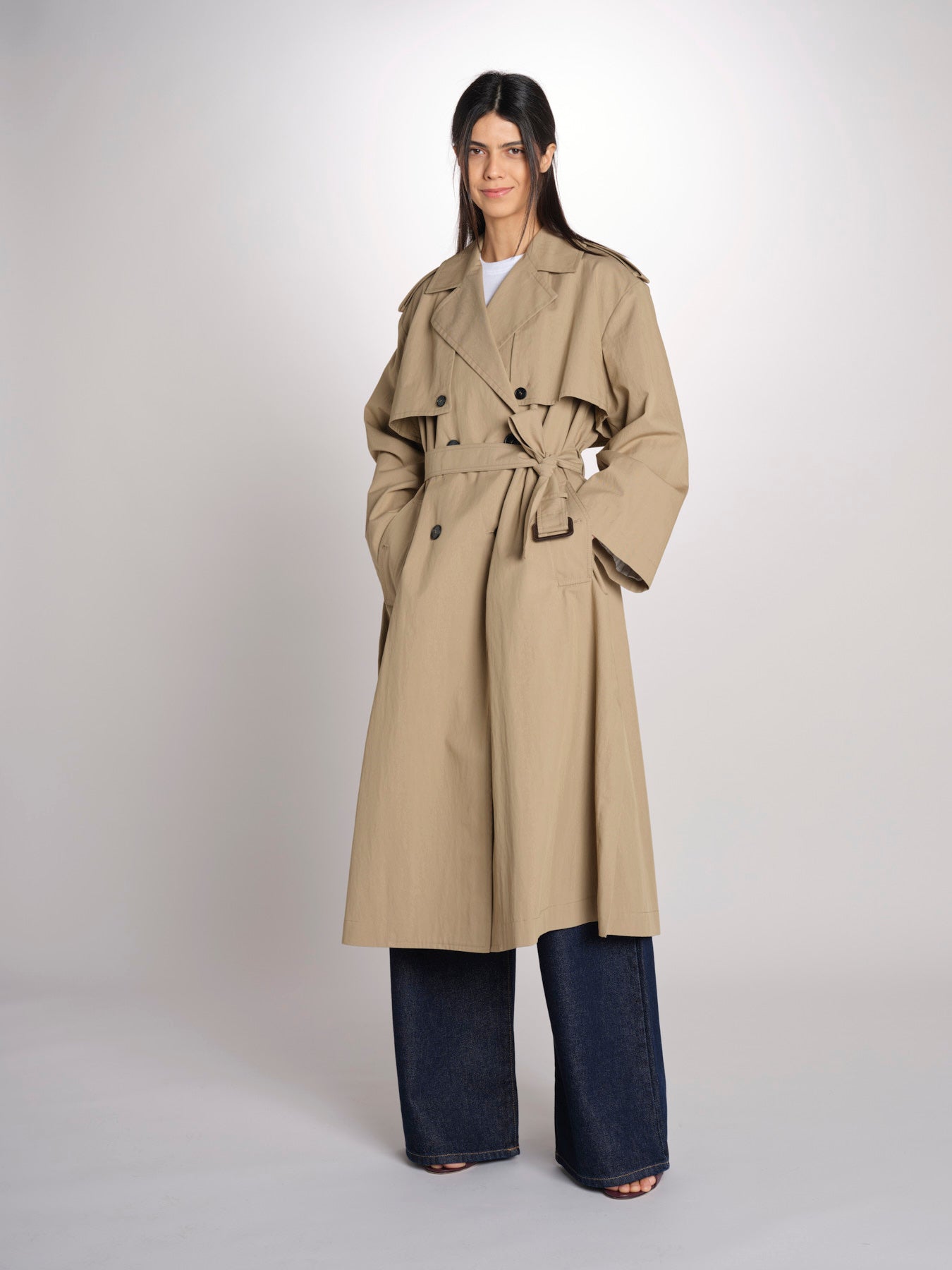 trench doppiopetto in gabardina fluida GIUNCHI 2615021011600 002 NOCCIOLA weekend maxmara 