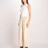 pantalone con elastico in popeline GOLFO 2615131102600 001 BEIGE weekend maxmara 