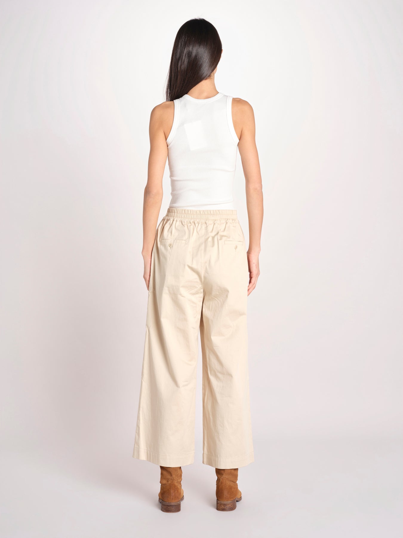 pantalone con elastico in popeline GOLFO 2615131102600 001 BEIGE weekend maxmara 