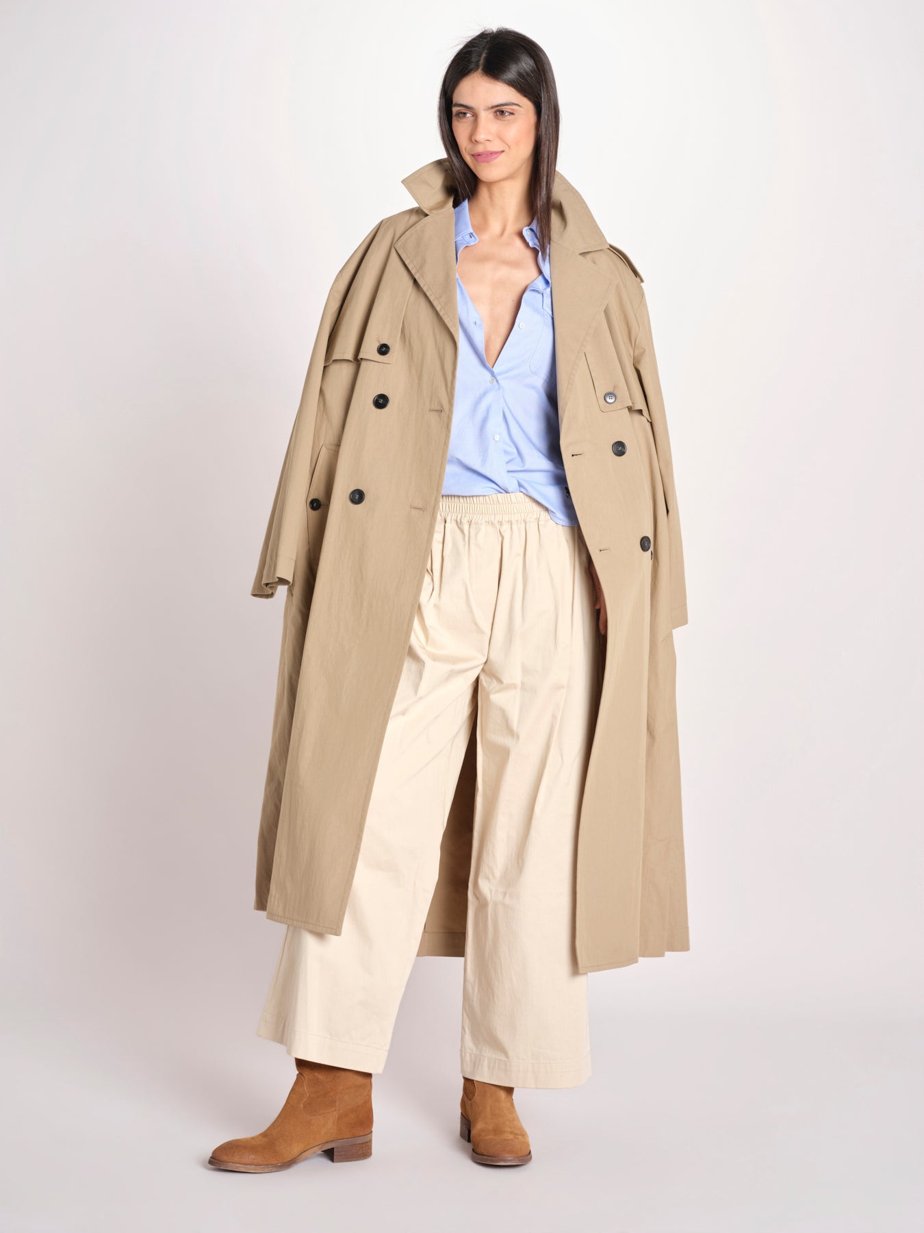 pantalone con elastico in popeline GOLFO 2615131102600 001 BEIGE weekend maxmara 