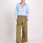 pantalone con elastico in popeline GOLFO 2615131102600 002 VERDE KAKI weekend maxmara 