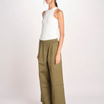 pantalone con elastico in popeline GOLFO 2615131102600 002 VERDE KAKI weekend maxmara 