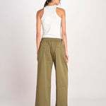 pantalone con elastico in popeline GOLFO 2615131102600 002 VERDE KAKI weekend maxmara 