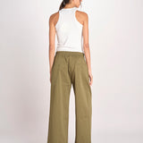 pantalone con elastico in popeline GOLFO 2615131102600 002 VERDE KAKI weekend maxmara 