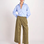pantalone con elastico in popeline GOLFO 2615131102600 002 VERDE KAKI weekend maxmara 