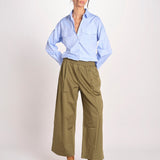 pantalone con elastico in popeline GOLFO 2615131102600 002 VERDE KAKI weekend maxmara 