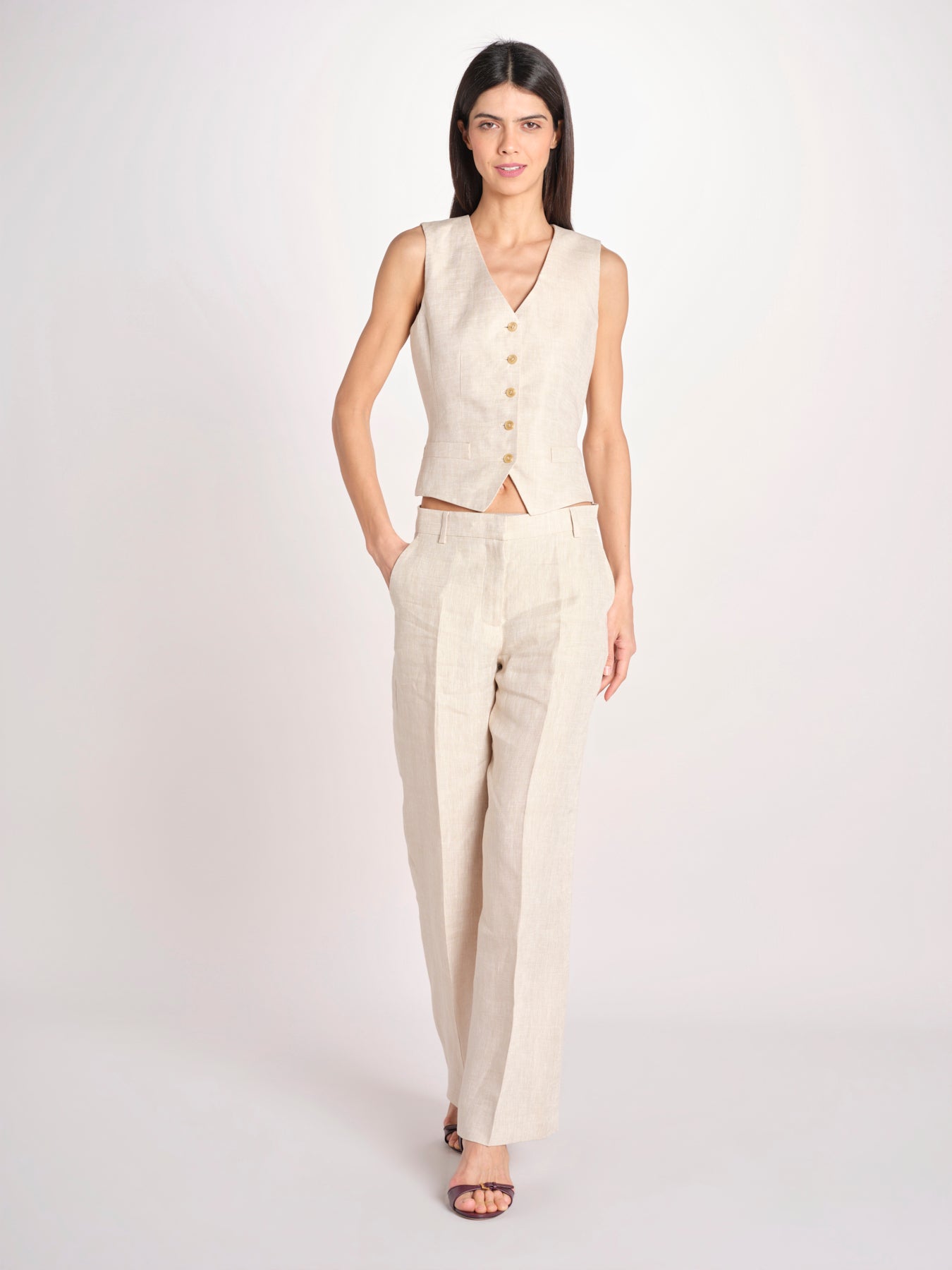 pantalone in lino MALIZIA 2615131112600 023 ECRU weekend maxmara 