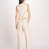 pantalone in lino MALIZIA 2615131112600 023 ECRU weekend maxmara 